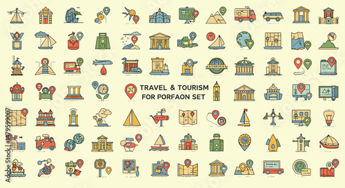Travel & Tourism Icons for Maps