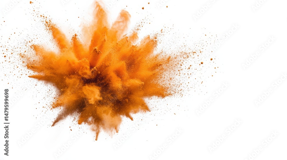 Orange dust explosion on white Orange dust explosion on white