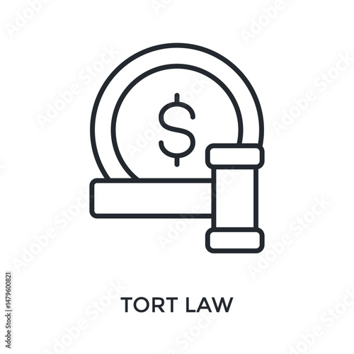 Tort Law Icon Outline Style. Vector Illustration For Graphic Design