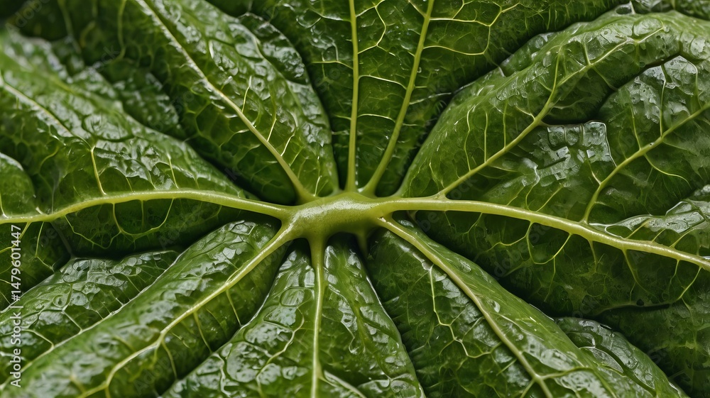 Extreme Close-Up of Green Leaf Texture with Visible Vein Structure 35 Extreme Close-Up of Green Leaf Texture with Visible Vein Structure 35
