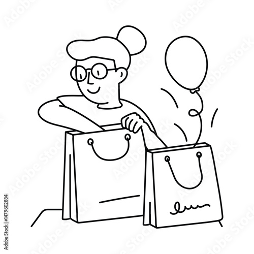 Goodie Bags vector outline illustrations. EPS 10 file