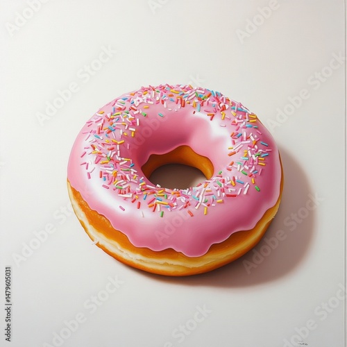 photorealistic image of a doughnut placed on a pure white background 1
