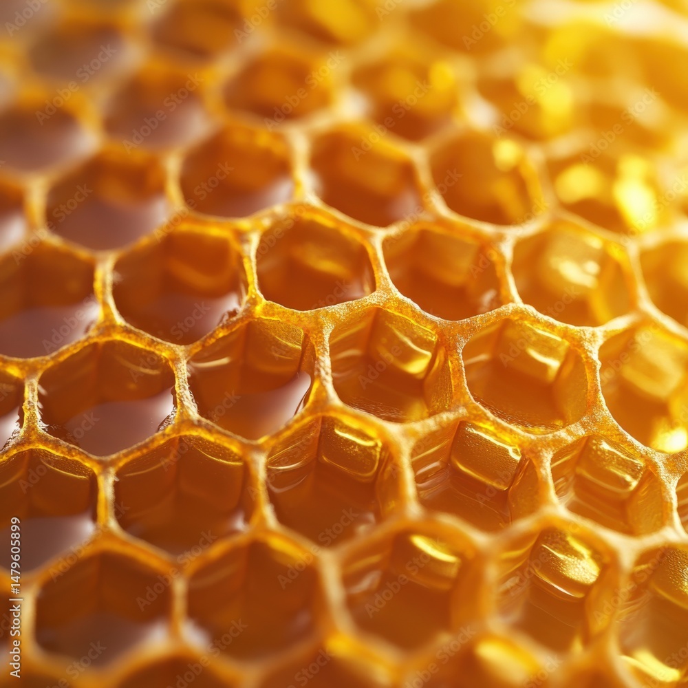 Honeycomb close-up with golden honey Honeycomb close-up with golden honey