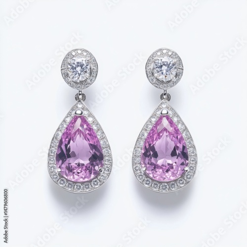 set of earrings with gems in white background 4