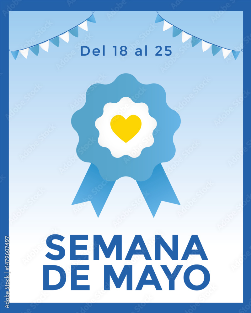 Semana de Mayo flyer, escarapela con bandera argentina y texto editable 25 de Mayo fechas patrias