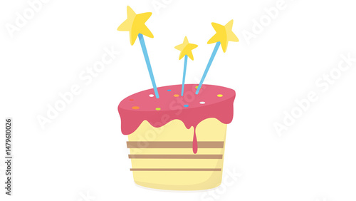Delicious birthday cake with stars magical sweet treat perfect celebration
