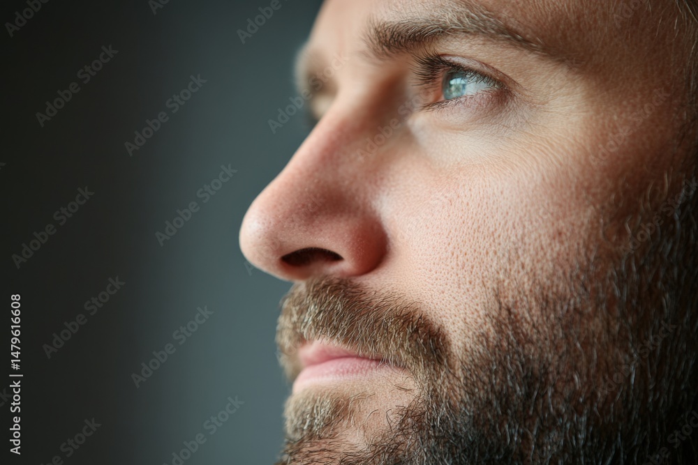 Man looking thoughtful in profile