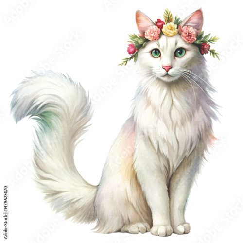 world's cutest Cat breeds flower crowns white background 
