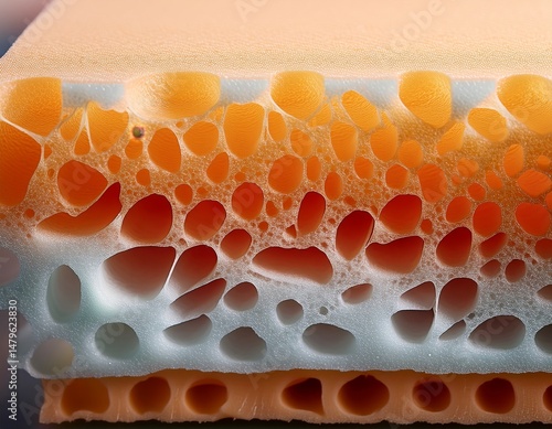 Close-up of foam cross-section showing cellular layers