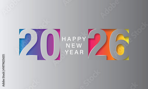 Happy new year 2026. Vector background. Brochure or calendar cover design template.