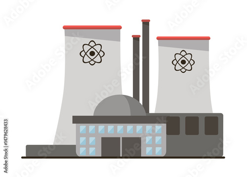 Nuclear power plant energy atomic design illustration futuristic technology