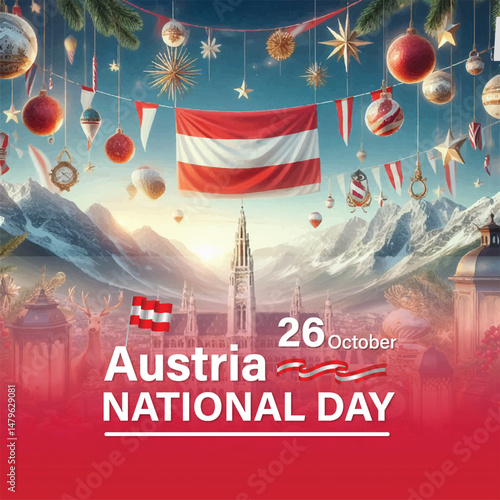 Austria National Day Celebration with Flags and Historic Architecture – October 26