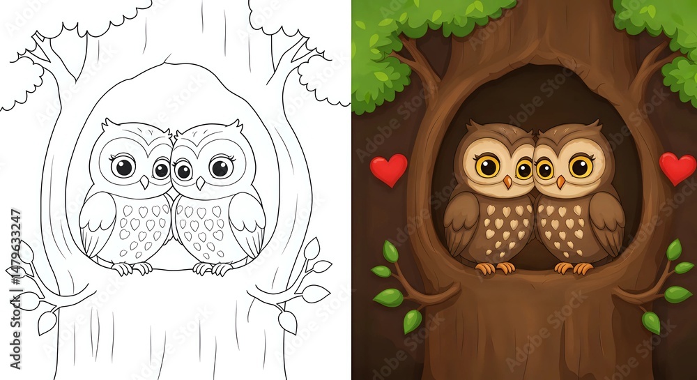Obraz premium Owls in Tree