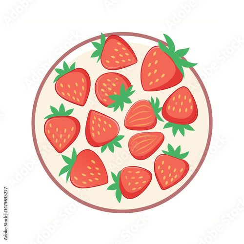 Delicious  strawberry  fruits vector art illustration