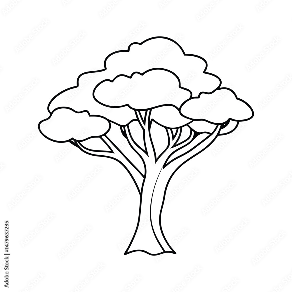 Simple black and white illustration of a majestic tree. Simple black and white illustration of a majestic tree.