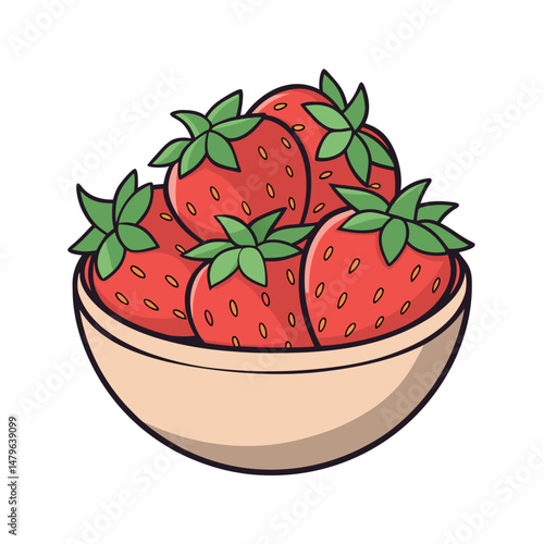 Delicious  strawberry  fruits vector art illustration