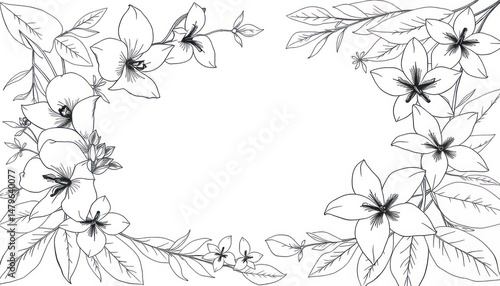 Wallpaper Mural Floral frame in outline style for cards or wedding invitations design Torontodigital.ca