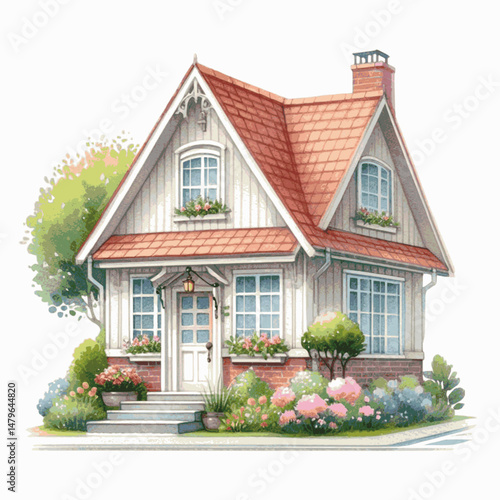 Watercolor Hearth house isolated vector illustration svg