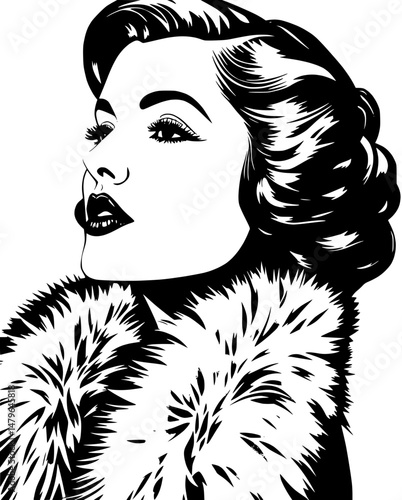 Vintage Glamour Portrait: A Study in Black and White