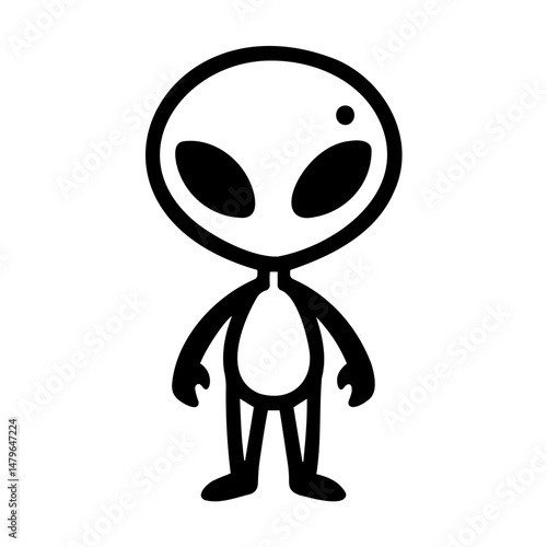 Cute alien character illustration with large eyes representing extraterrestrial life in a playful style