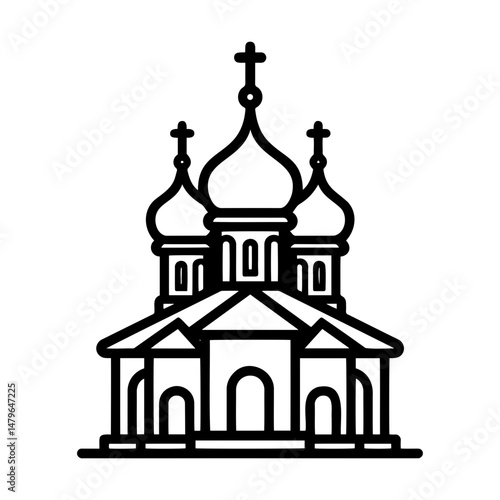Orthodox church illustration featuring domes and crosses representing faith and heritage