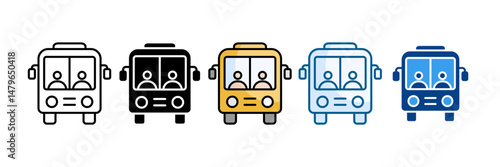 Ride The Bus Icon Set Multiple Style Collection