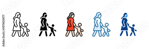 Bringing Children Icon Set Multiple Style Collection