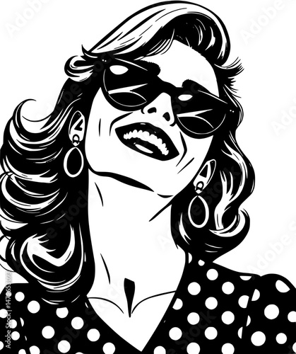 Vintage Woman in Sunglasses: A Bold Black and White Portrait