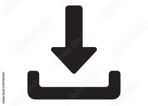 Download icon vector logo silhouette, download icon logo silhouette, download tray with arrow icon, vector download black color vector silhouette illustration isolated on white background