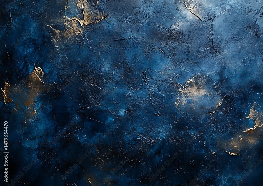 Obraz premium Textured dark blue surface with gold highlights
