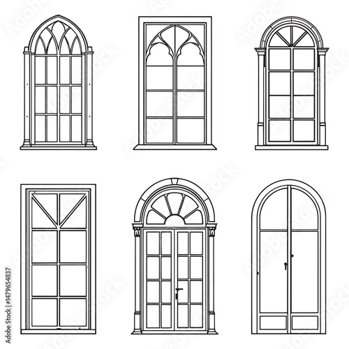 minimal line art depiction of window frame