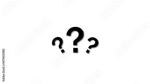 Question marks animated on white background 4k