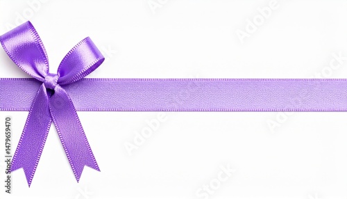 Gift wrapping action purple ribbon and bow studio setting photography minimalist environment close-up view