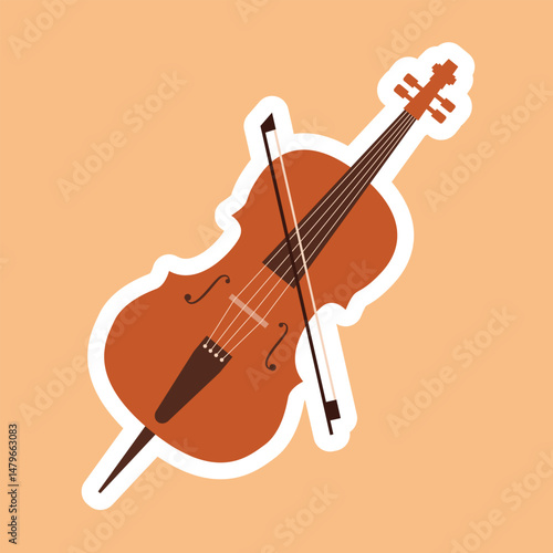 Cello sticker on isolated  background.Vector illustration