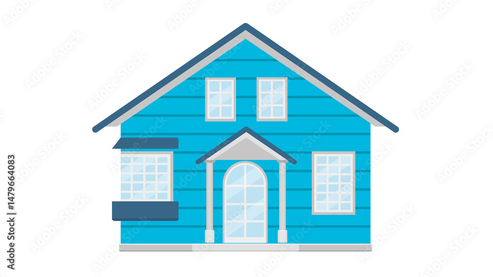 Charming blue house idyllic home sweet home design illustration Charming blue house idyllic home sweet home design illustration