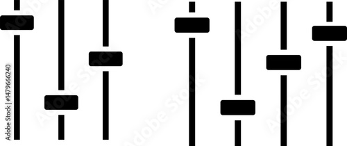 Equalizer icon set. Audio sliders icon. Settings sliders icons. Preferences switcher. Music studio mixer. Sound level control 

