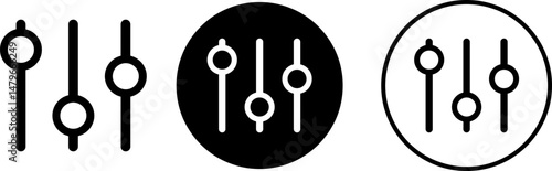 Equalizer icon set. Media player with sound waves. Volume level symbols. Music frequency. Abstract digital equalizers for music
