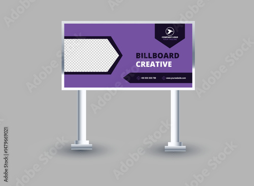 Billboard Template Design Purple And Blue Outdoor advertising Vector Illustration