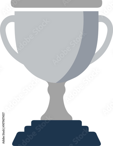 Silver Trophy Cup Flat Icon for Winner and Achievement Recognition	