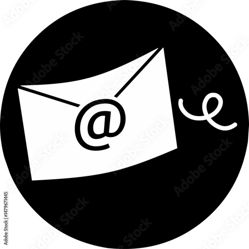 Illustration of  email slowly fly send. Reaching online audience with email marketing campaign, newsletter subscription, sending marketing message via email. Black background