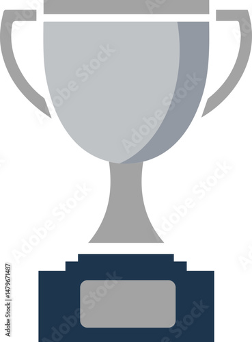 Silver Trophy Cup Flat Icon for Winner and Achievement Recognition	