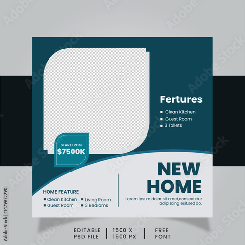 Modern real estate social media post template