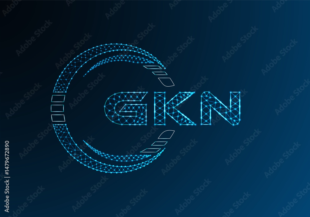 Obraz premium GKN low poly letter logo vector design. GKN lower poly logo design. Low poly logo.