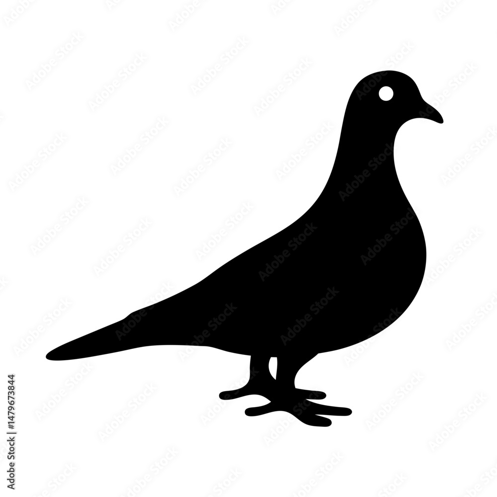Fototapeta premium pigeon animal black silhouette icon - designs for jungle animals pigeon Safaris, wildlife, rainforest, vector on a white transparent.