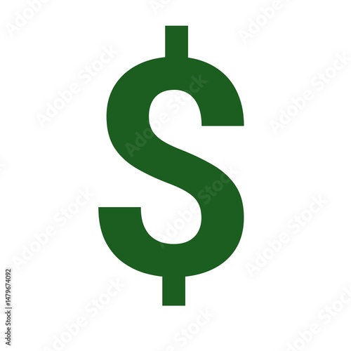 dollar sign on white background green color