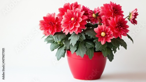 Wallpaper Mural Bold red flower pot with vibrant petals bursting from within, set alone on a bright white background for dramatic contrast Torontodigital.ca