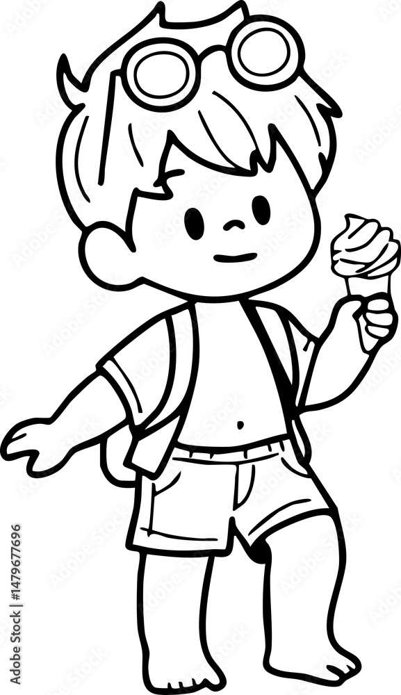Obraz premium Cartoon Boys and girls Elements Travel to the sea Summer Character Illustration