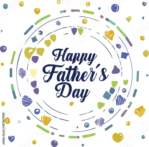 Hand-lettered “Happy Father’s Day” with stylish decorations and calligraphy. Perfect for greeting cards, posters, social media, and celebration designs honoring dads.