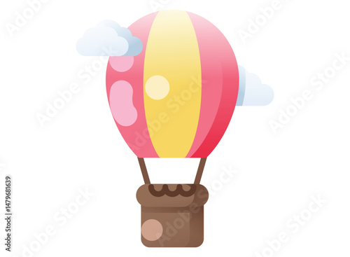 set of icon an Travel Gradient Hot Air Balloon