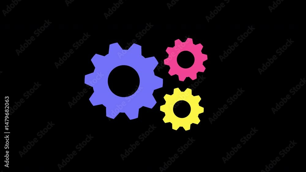 rotating gears symbolizing interconnected systems, teamwork, mechanical processes, productivity, engineering and technology animation with alpha channel. rotating gears symbolizing interconnected systems, teamwork, mechanical processes, productivity, engineering and technology animation with alpha channel.